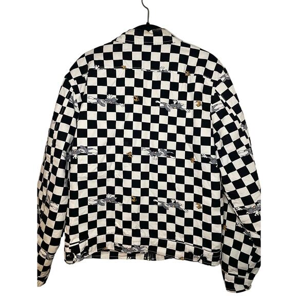 Vintage Tom & Jerry lightweight zip up jacket coat S checkerboard cartoon bomber - Picture 2 of 6